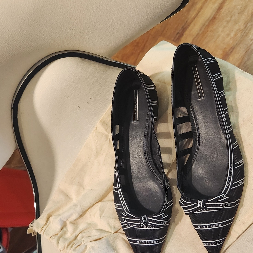 Tory Burch Black and White Flats